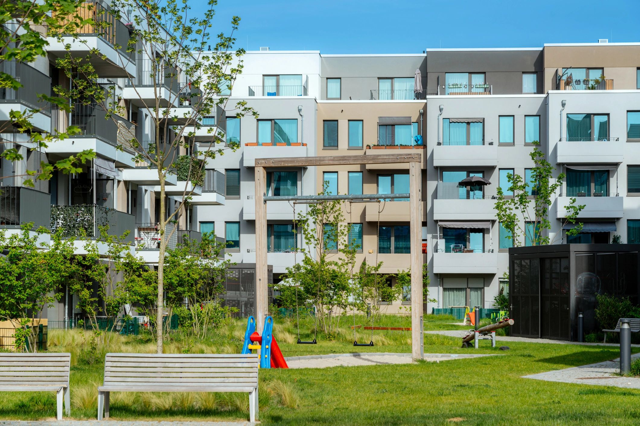 Modern apartment complex exterior